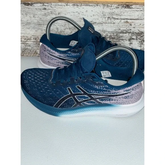 ASICS Evoride 3 Women's Running Shoes Blue Pink Lightweight Athletic Sneakers - Picture 4 of 16
